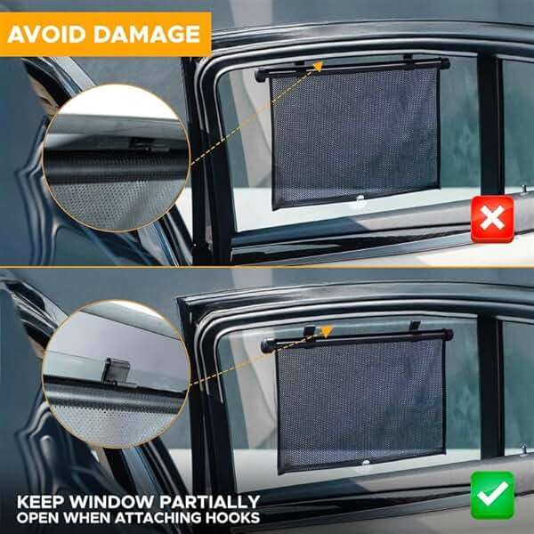 EcoNour Car Side Window Sun Shade (2 Pack) | Retractable Roller Sunshade for Kids | Baby Car Window Shades for UV and Sun Glare Protection | Baby Travel Accessories (15"x17") - Image 6