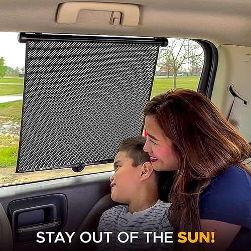 EcoNour Car Side Window Sun Shade (2 Pack) | Retractable Roller Sunshade for Kids | Baby Car Window Shades for UV and Sun Glare Protection | Baby Travel Accessories (15"x17") - Image 8