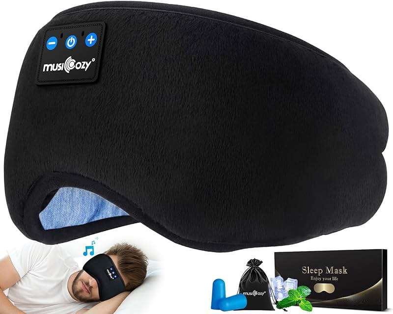MUSICOZY Sleep Headphones Bluetooth 5.4 Headband Sleeping Eye Mask for Mom Women Men Wireless Music Earbuds Earphones for Side Sleepers Built-in HD Speakers Cool Gadgets Unique Gifts - Image 2