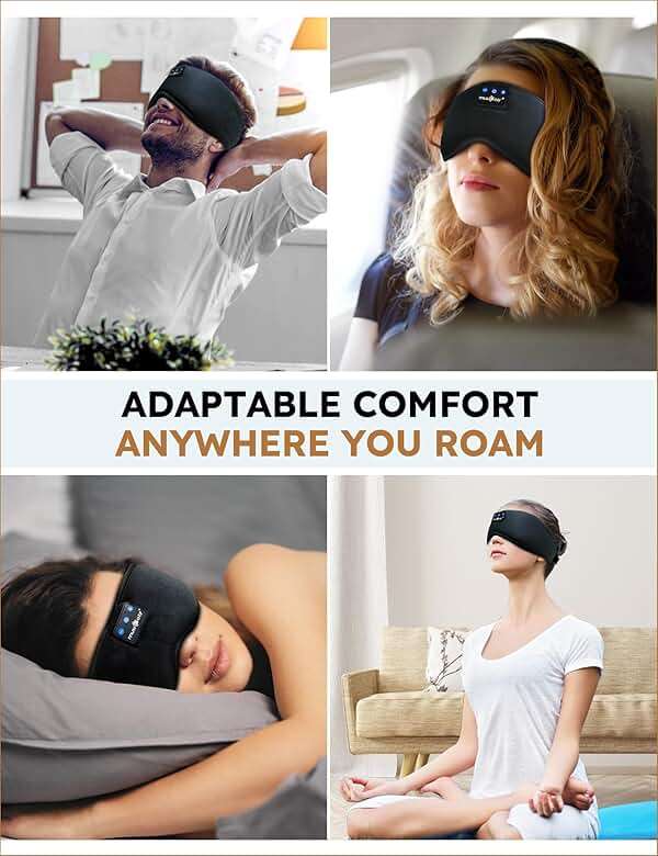 MUSICOZY Sleep Headphones Bluetooth 5.4 Headband Sleeping Eye Mask for Mom Women Men Wireless Music Earbuds Earphones for Side Sleepers Built-in HD Speakers Cool Gadgets Unique Gifts - Image 8