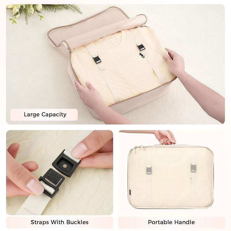 BAGAIL 8 Set Packing Cubes Luggage Packing Organizers for Travel Accessories-Cream - Image 6