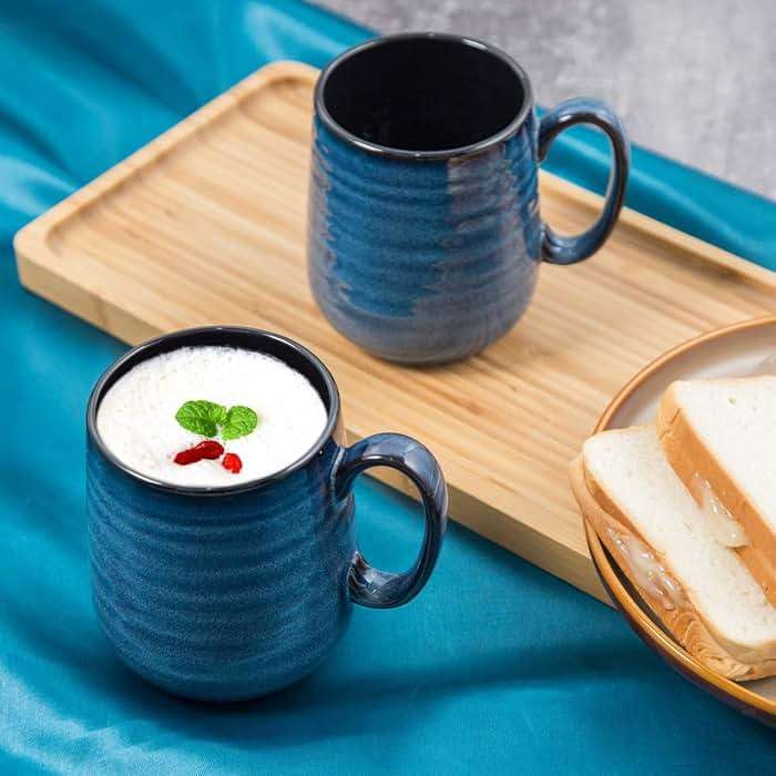 HASENSE Coffee Mugs Set of 4, 15 Ounce Porcelain Mug Set with Handle for Morning Coffee Tea and Cocoa, Ceramic Coffee Cups with Beautiful Glaze for Men, Women, Navy - Image 2