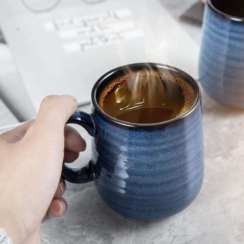 HASENSE Coffee Mugs Set of 4, 15 Ounce Porcelain Mug Set with Handle for Morning Coffee Tea and Cocoa, Ceramic Coffee Cups with Beautiful Glaze for Men, Women, Navy - Image 5