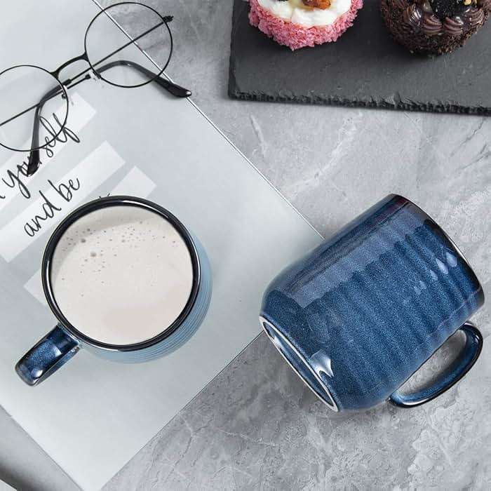 HASENSE Coffee Mugs Set of 4, 15 Ounce Porcelain Mug Set with Handle for Morning Coffee Tea and Cocoa, Ceramic Coffee Cups with Beautiful Glaze for Men, Women, Navy - Image 7