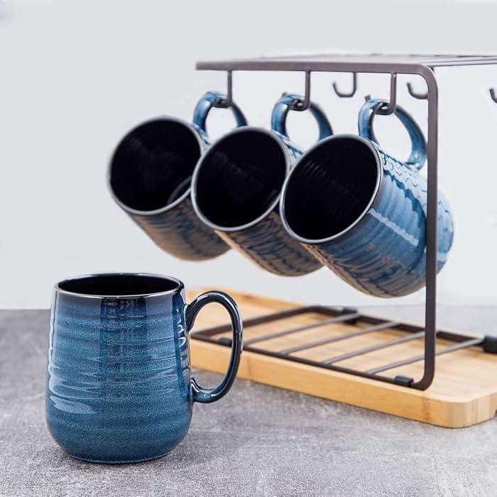 HASENSE Coffee Mugs Set of 4, 15 Ounce Porcelain Mug Set with Handle for Morning Coffee Tea and Cocoa, Ceramic Coffee Cups with Beautiful Glaze for Men, Women, Navy - Image 9