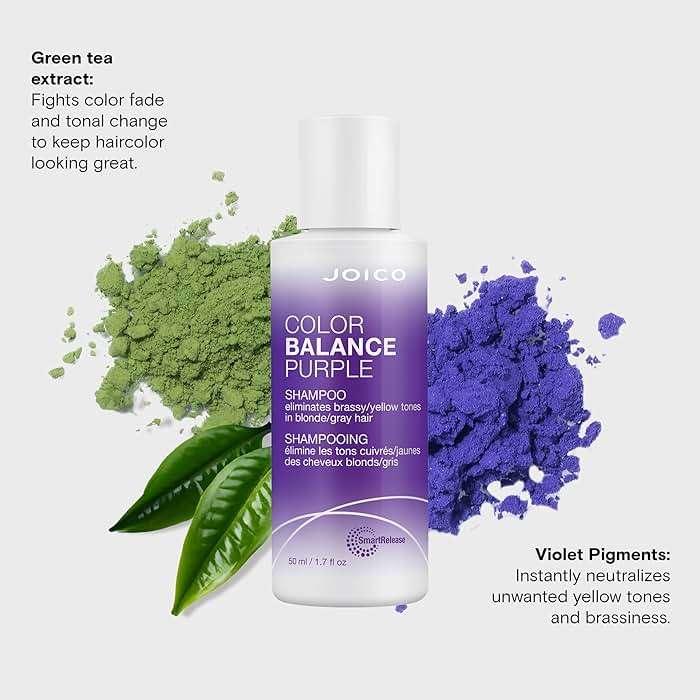 Joico Color Balance Purple Shampoo | For Cool Blonde or Gray Hair | Eliminate Brassy Yellow Tones | Boost Color Vibrancy & Shine | UV Protection | With Rosehip Oil & Green Tea Extract - Image 5