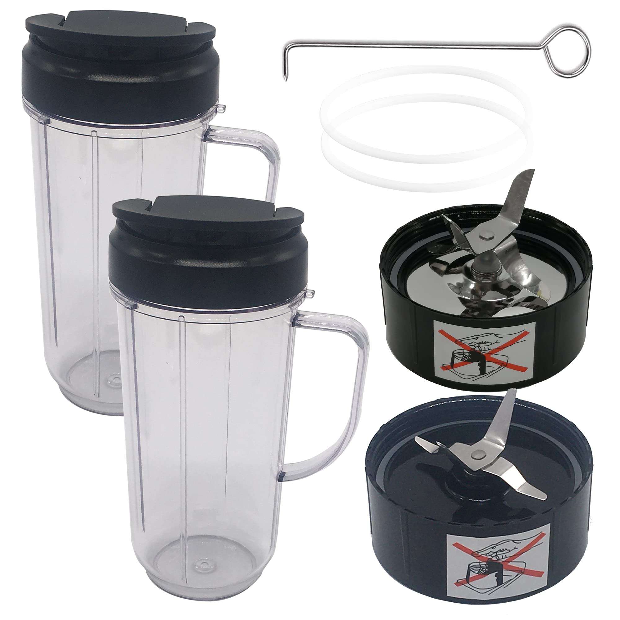2pcs 22oz cup with lid and ice shaver balde cross blade Replacement Parts,Compatible with Magic Bullet Blender, Juicer and Mixer (Model MB1001/MB 1001B/MBR-1701/MBR1101/MBR-1702/MBR-0301/MBR-0701P) - Image 1