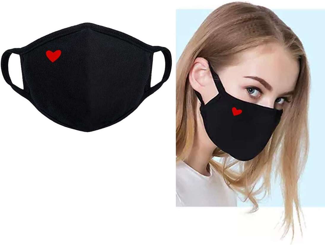 comfso 5 Pack Cute Heart Cloth Face Masks, Face Masks Reusable and Breathable Face Cotton Covering with Nose Bridge Wire for Men Women Adult - Image 6