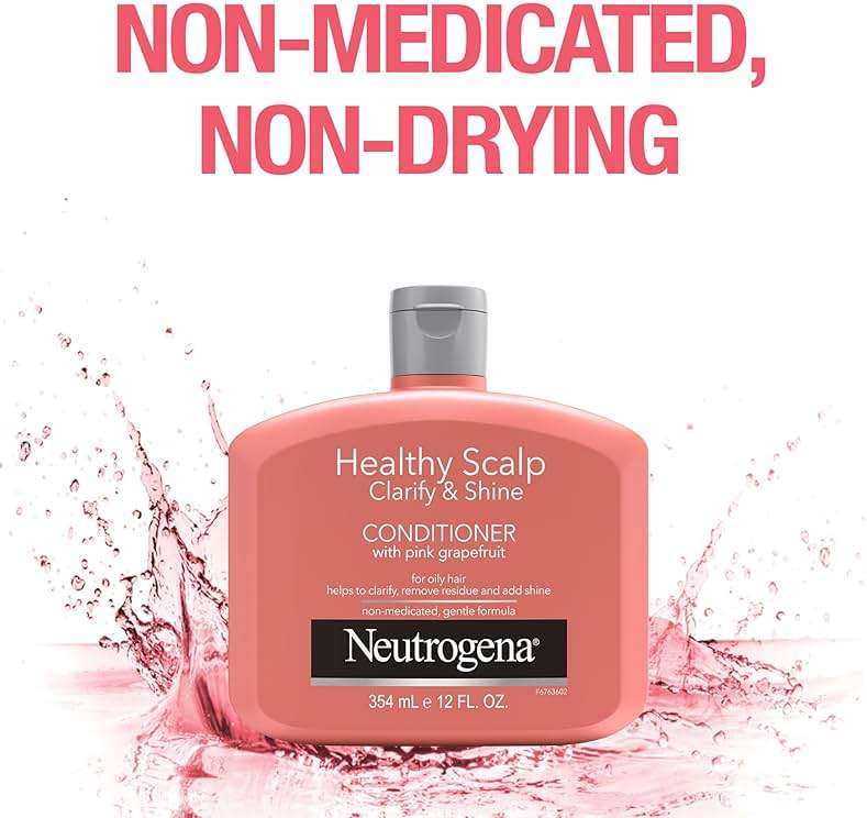 Neutrogena Exfoliating Healthy Scalp Clarify & Shine Conditioner for Oily Hair and Scalp, Anti-Residue Conditioner with Pink Grapefruit, Paraben & Phthalate-Free, Color-Safe, 12 Fl Oz - Image 4