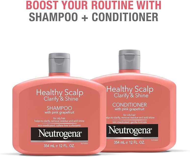 Neutrogena Exfoliating Healthy Scalp Clarify & Shine Conditioner for Oily Hair and Scalp, Anti-Residue Conditioner with Pink Grapefruit, Paraben & Phthalate-Free, Color-Safe, 12 Fl Oz - Image 6