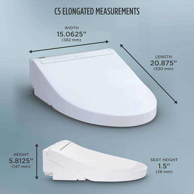 TOTO® WASHLET® C5 Electronic Bidet Toilet Seat with PREMIST and EWATER+ Wand Cleaning, Elongated, Cotton White - SW3084#01 - Image 2