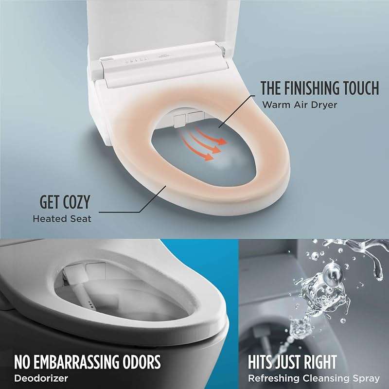 TOTO® WASHLET® C5 Electronic Bidet Toilet Seat with PREMIST and EWATER+ Wand Cleaning, Elongated, Cotton White - SW3084#01 - Image 3