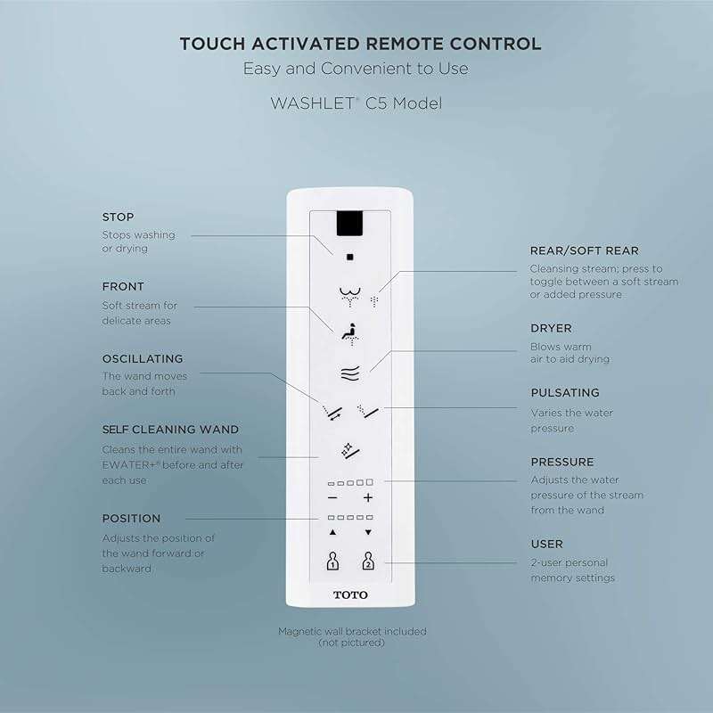 TOTO® WASHLET® C5 Electronic Bidet Toilet Seat with PREMIST and EWATER+ Wand Cleaning, Elongated, Cotton White - SW3084#01 - Image 7