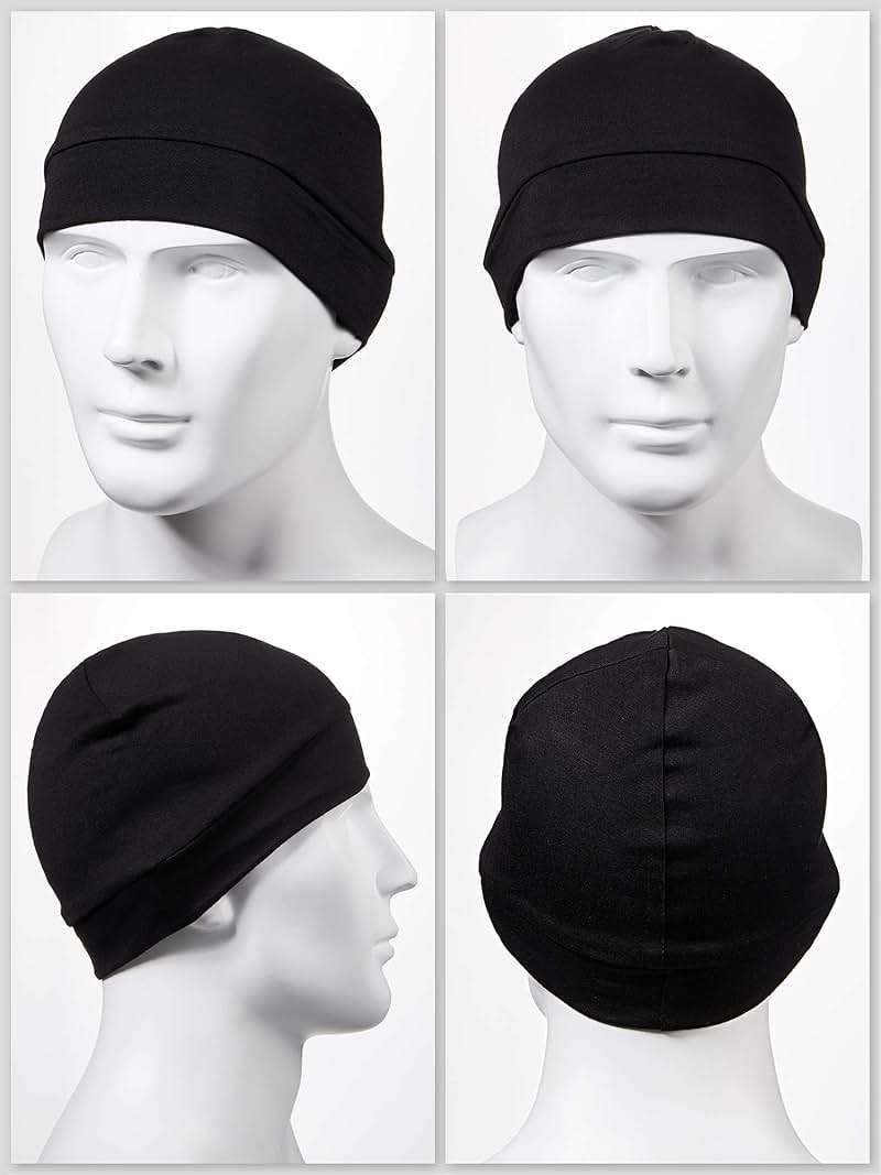 Syhood 4 Pcs Cotton Skull Caps for Men Women Breathable Beanie Thin Sleep Hat Night Running Cap Helmet Liner for Cycling Gym - Image 4