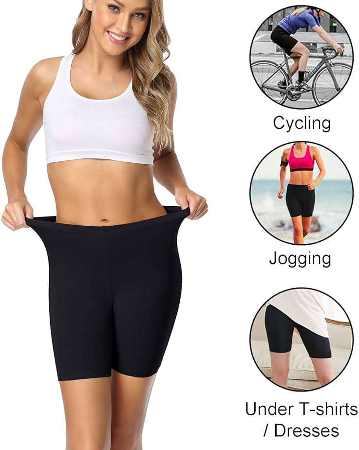 wirarpa Women's Cotton Boy Shorts Underwear Anti Chafing Soft Biker Short Plus Boy Shorts Panties 4 Pack - Image 4
