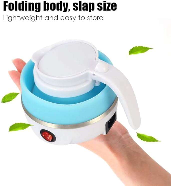 UpdateClassic Travel Portable Foldable Electric Kettle, 0.6L Small Collapsible Hot Water Boiler For Coffee Tea (Blue) - Image 5