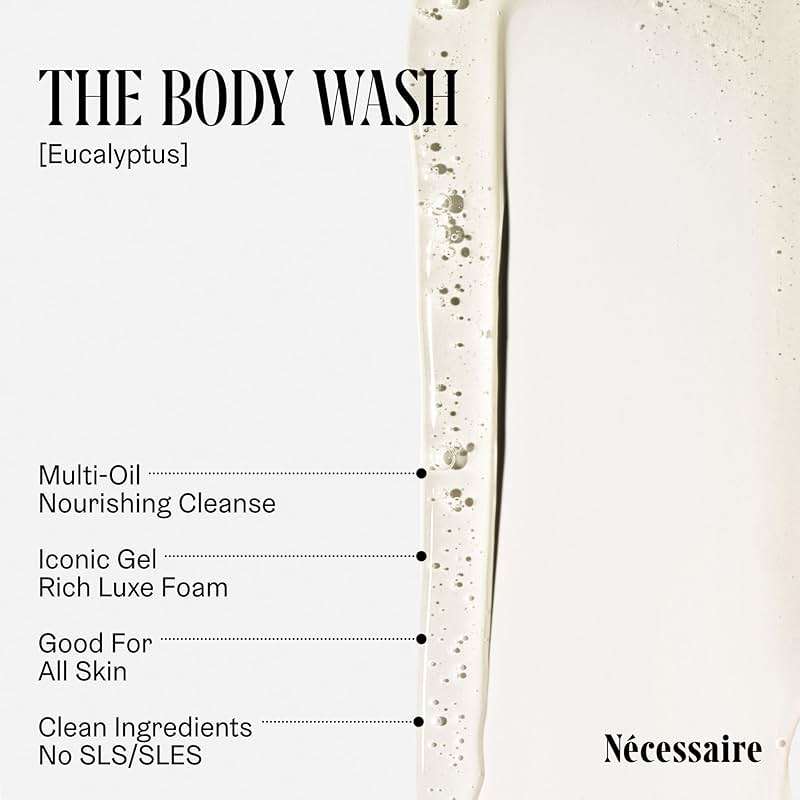 Nécessaire The Body Wash Eucalyptus — Multi-Oil Shower Gel Body Wash for Women + Men. Non-Comedogenic + Hypoallergenic for Sensitive Skin with Niacinamide. 8.4 fl oz. - Image 4