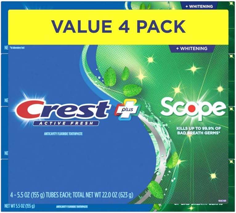 Crest Whitening Plus Scope, Complete Active Fresh + Whitening Toothpaste, 5.5oz, Toothpaste Sensitive Teeth, Pack of 4 - Image 7