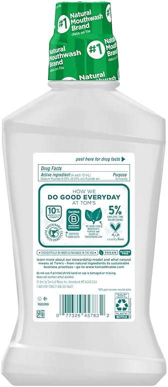 Tom's Of Maine Whole Care Natural Fluoride Mouthwash, Fresh Mint, 16 Oz (Pack of 3) (Packaging May Vary) - Image 9