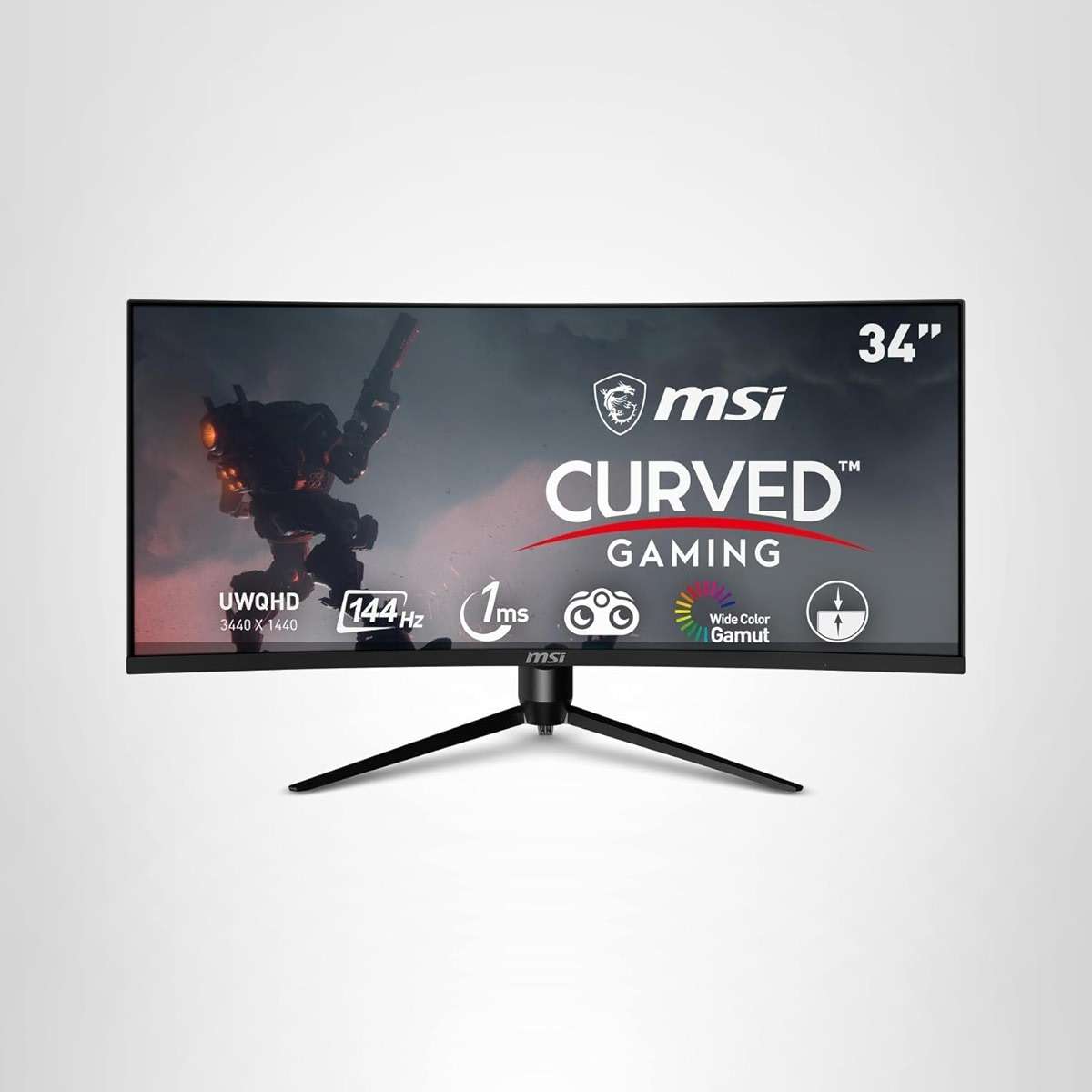 msi Optix MAG342CQR 34" Curved Gaming Monitor-3440 x 1440 (UWQHD), 1500R Curvature, 144Hz Refresh Rate, 1ms Response Time, AMD Adaptive Sync, Tilt/Swivel/Height/Pivot Adjustment - Black - Image 9