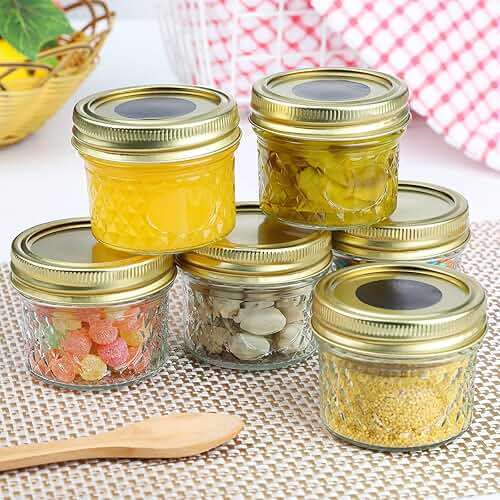 Mcupper 4oz Mini Mason Jars,Set of 40 Quilted Crystal Style Canning Jars With Gold Lids and Bands, Regular Mouth Glass Jars For Honey, Jelly, Jams-40 Black Labels,1 Chalk Marker Included - Image 6
