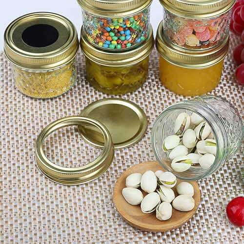 Mcupper 4oz Mini Mason Jars,Set of 40 Quilted Crystal Style Canning Jars With Gold Lids and Bands, Regular Mouth Glass Jars For Honey, Jelly, Jams-40 Black Labels,1 Chalk Marker Included - Image 7