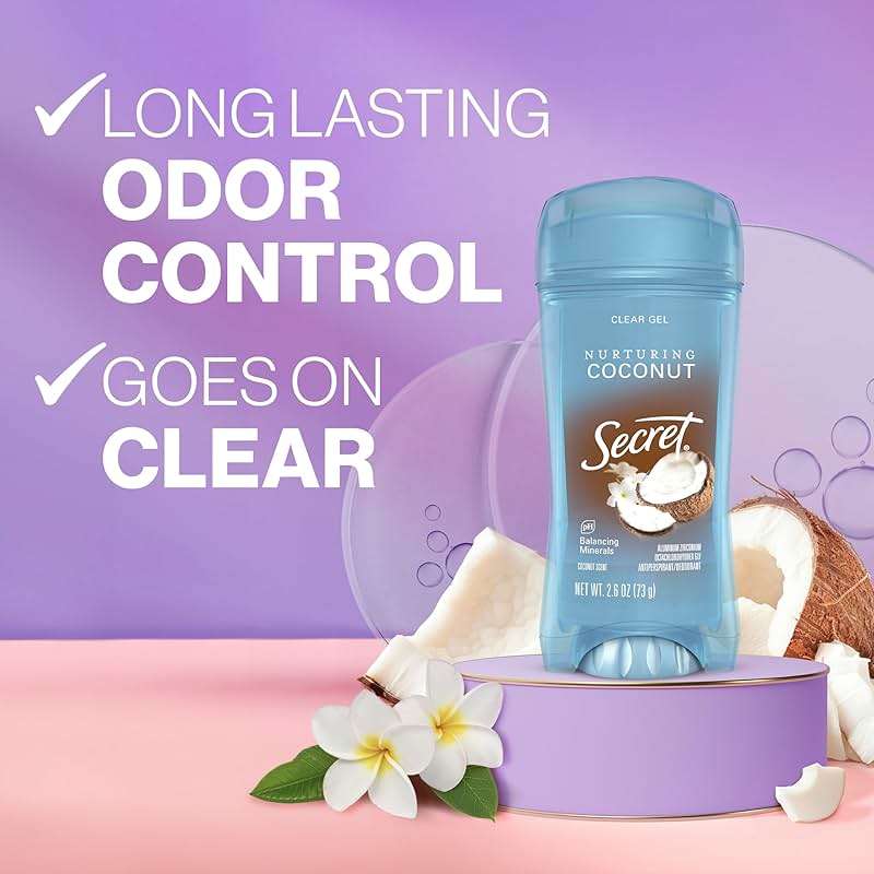 Secret Fresh Antiperspirant Deodorant for Women, 72hr Breathable Sweat & Odor Protection, Instant Freshness & Gentle, PH Balancing Minerals, Clear Gel, Nurturing Coconut Scent, 2.6 oz - Image 2