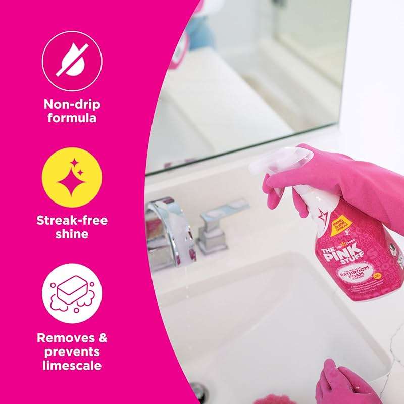 Stardrops - The Pink Stuff - Miracle Bathroom Foam Cleaner 750ml - Baths, Tiles, Soap Scum, Limescale, Streak Free - Image 3