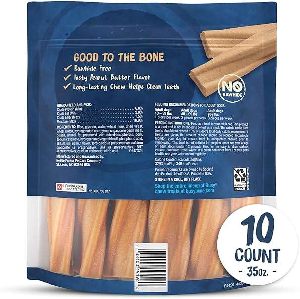 Purina Busy Bone Adult Dog Chew Bone Treats, Peanut Butter - 10 ct. Pouch - Image 6