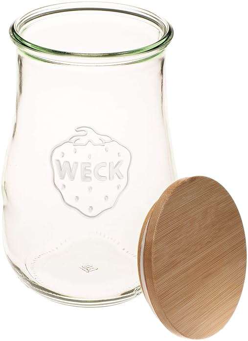 Weck Jars -50.7 fl oz Weck Tulip Jars 1.5 Liter - Large Glass Jars for Sourdough - Starter Jar with Glass Lid with Wide Mouth Suitable Canning and Storage 1 Jar with Wood Lid 59.2 fl. oz - Image 5