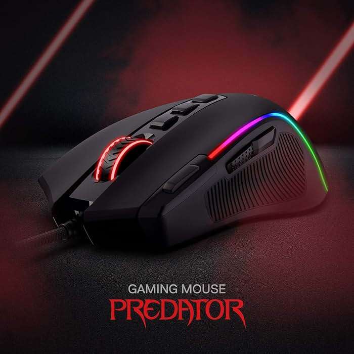 Redragon M612 Predator RGB Gaming Mouse, 8000 DPI Wired Optical Mouse with 11 Programmable Buttons & 5 Backlit Modes, Software Supports DIY Keybinds Rapid Fire Button - Image 2