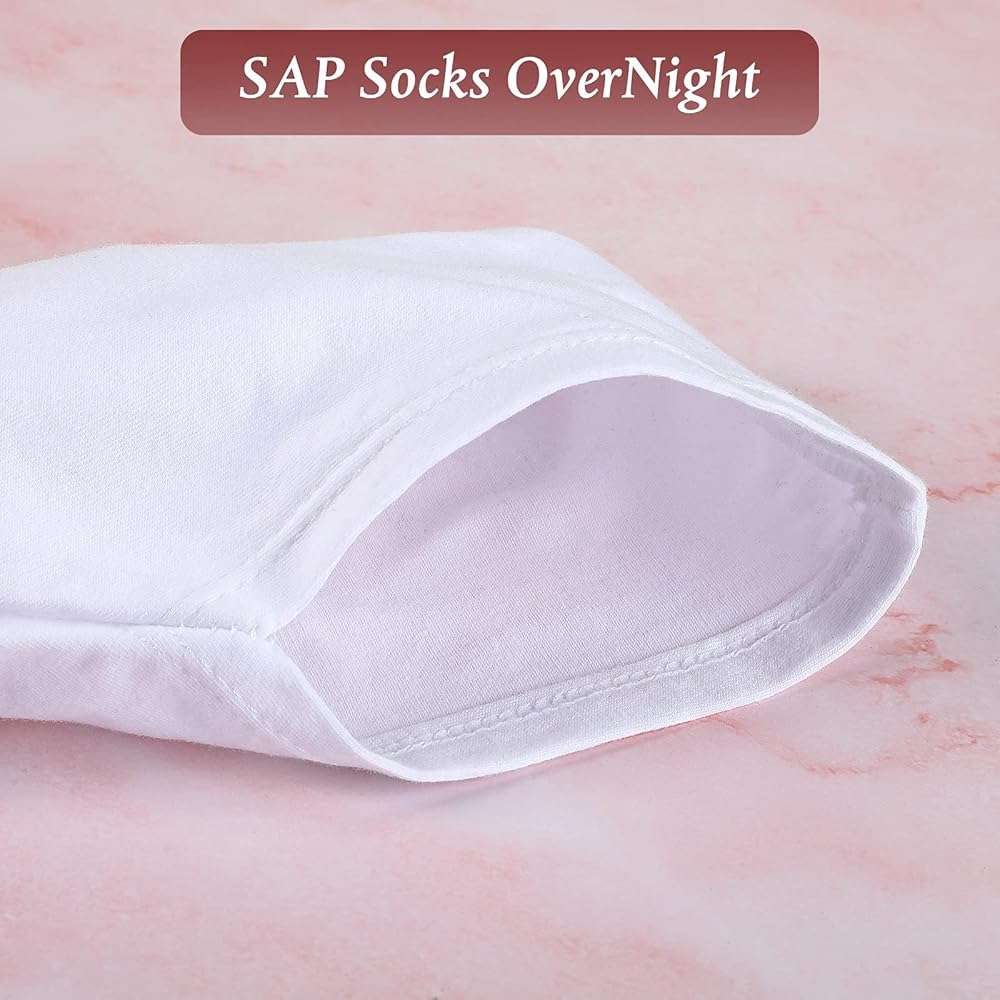 Geyoga 10 Pairs Moisturizing Socks Overnight for Dry Feet Spa Cotton Moisture Enhancing Cosmetic Socks for Women and Men, White - Image 4