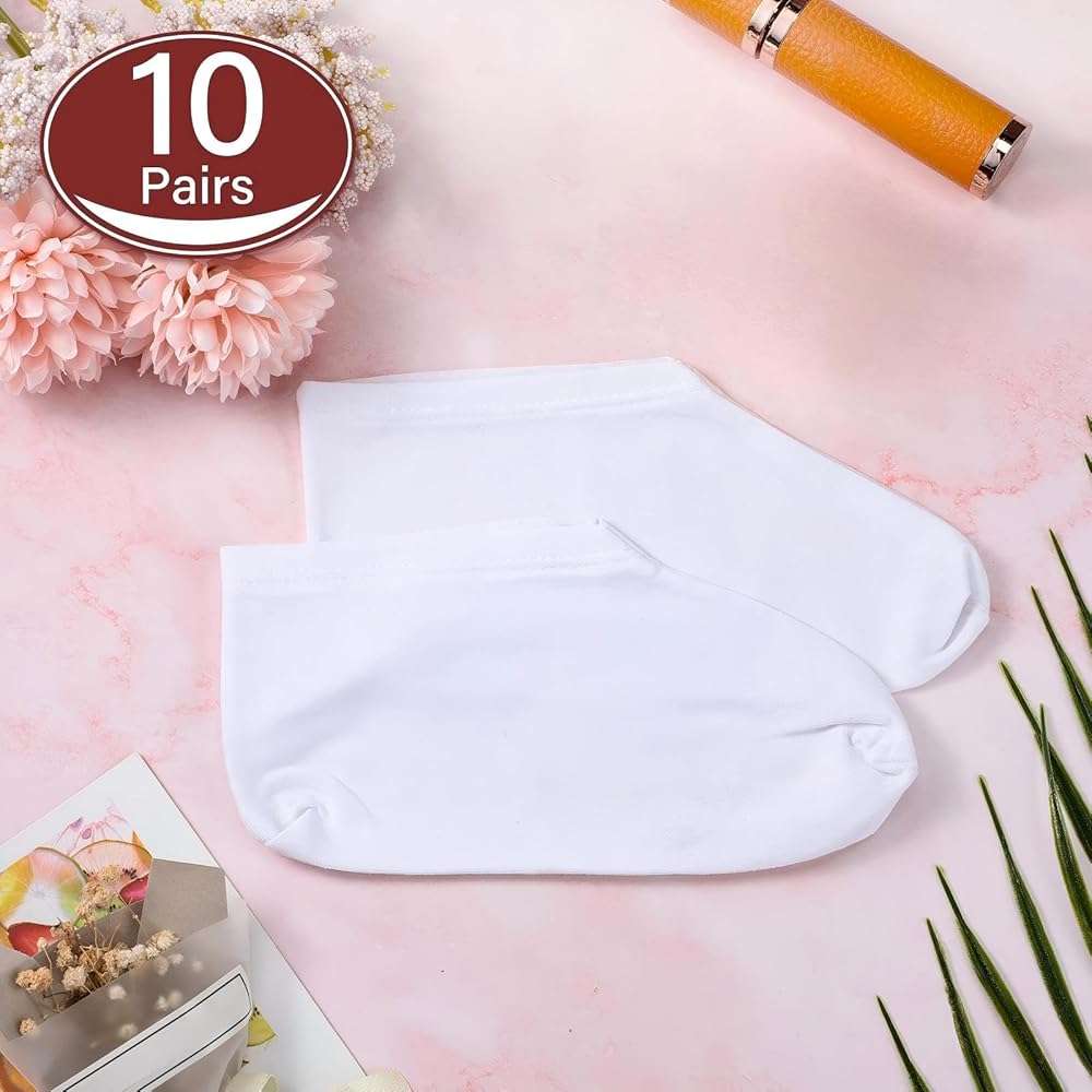 Geyoga 10 Pairs Moisturizing Socks Overnight for Dry Feet Spa Cotton Moisture Enhancing Cosmetic Socks for Women and Men, White - Image 5