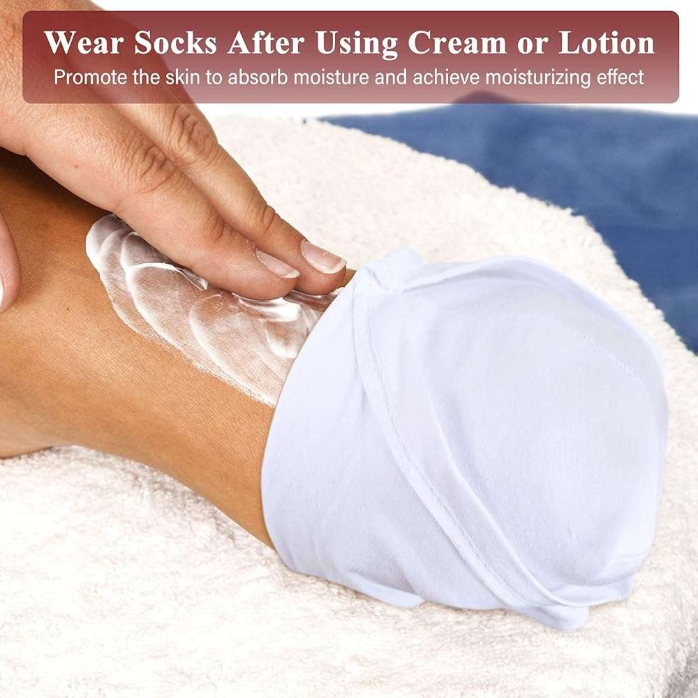Geyoga 10 Pairs Moisturizing Socks Overnight for Dry Feet Spa Cotton Moisture Enhancing Cosmetic Socks for Women and Men, White - Image 6