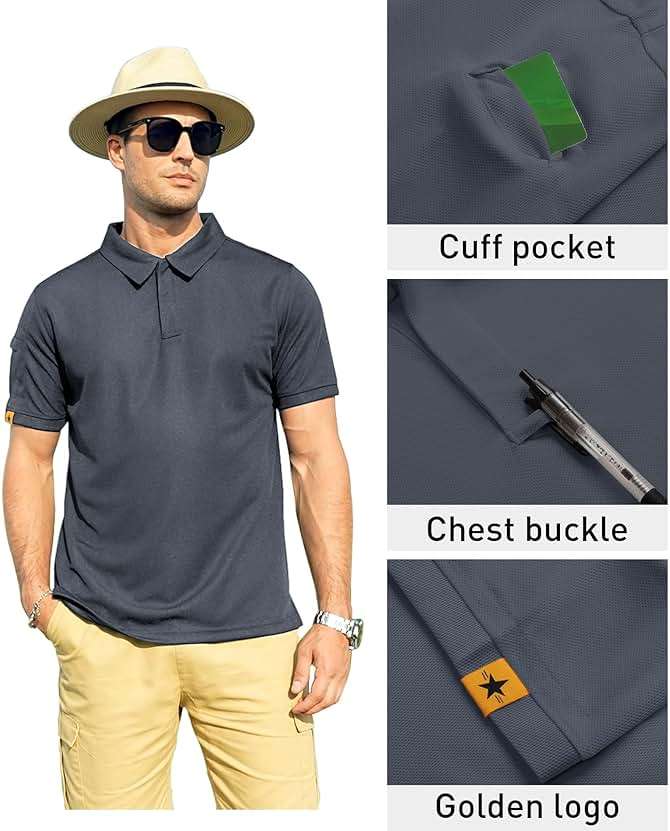 ZITY Mens Polo Shirt Short Sleeve Sports Tactical T-Shirt Athletic Golf Polos Daily Casual Stylish Collared Shirts for Men - Image 2