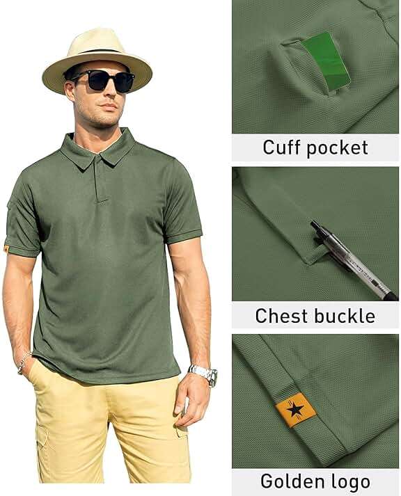 ZITY Mens Polo Shirt Short Sleeve Sports Tactical T-Shirt Athletic Golf Polos Daily Casual Stylish Collared Shirts for Men - Image 2