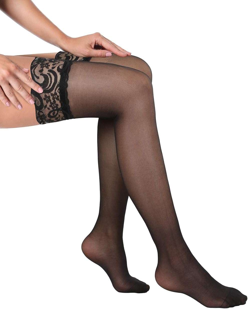 Geyoga 4 Pairs Thigh High Stockings Lace Tights Silky Sheer Lingerie Stocking for Women - Image 3