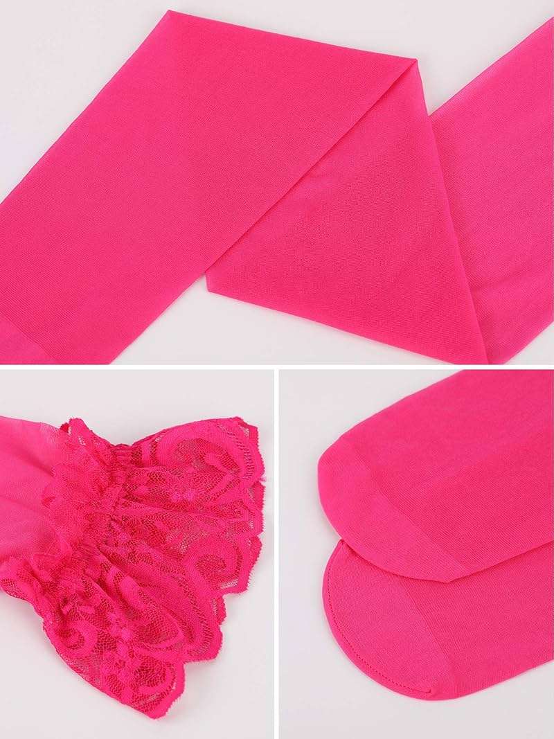 Geyoga 4 Pairs Thigh High Stockings Lace Tights Silky Sheer Lingerie Stocking for Women - Image 4