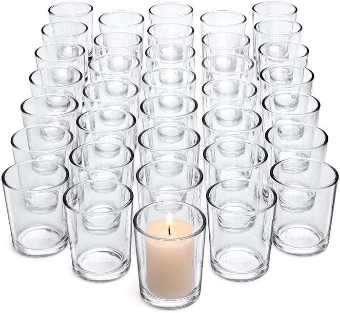 Letine 36-Pack Votive Candle Holders - Clear Glass Tea Light Holders - Glass Votive Candle Holder Bulk for Wedding Centerpieces/Home Table Decor/Propose/Christmas and Summer Party Decor - Image 1