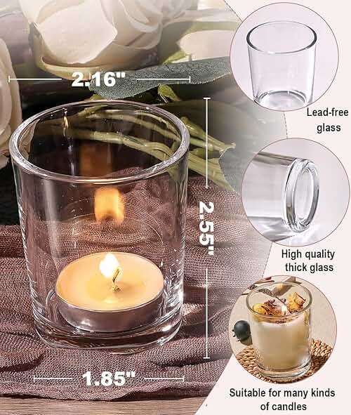 Letine 36-Pack Votive Candle Holders - Clear Glass Tea Light Holders - Glass Votive Candle Holder Bulk for Wedding Centerpieces/Home Table Decor/Propose/Christmas and Summer Party Decor - Image 3