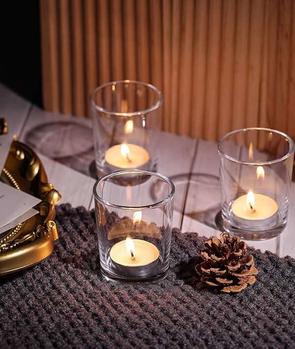 Letine 36-Pack Votive Candle Holders - Clear Glass Tea Light Holders - Glass Votive Candle Holder Bulk for Wedding Centerpieces/Home Table Decor/Propose/Christmas and Summer Party Decor - Image 7