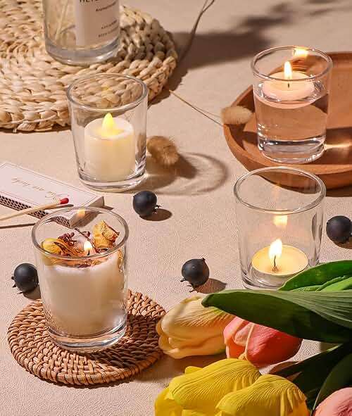 Letine 36-Pack Votive Candle Holders - Clear Glass Tea Light Holders - Glass Votive Candle Holder Bulk for Wedding Centerpieces/Home Table Decor/Propose/Christmas and Summer Party Decor - Image 8