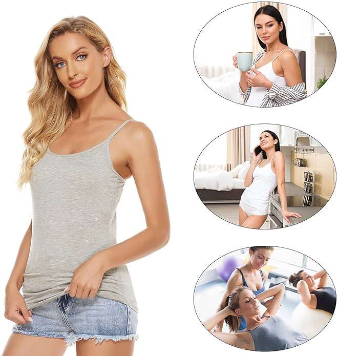 BQTQ 5 Pcs Women's Camisole Tank Top Undershirt Spaghetti Strap Basic Camisoles - Image 6