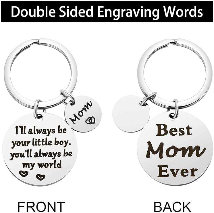 Mothers Day Gifts, Mom Gifts from Son for Birthday, I'll Always Be Your Little Boy, You Will Always Be My World, Best Mom Ever Keychain for Valentines Day Christmas Stocking Stuffers - Image 2