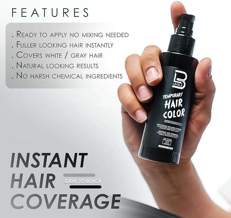 L3 - Temporary Beard Color - Full Beard in Minutes - Easy to Apply and No Mixing Required - Level 3 Natural Looking Black Dye - Image 4