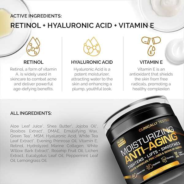 Men's Face Cream Moisturizer - Anti-Aging Cream For Men, Collagen, Retinol & Hyaluronic Acid - Day & Night - Facial Skin Care- Anti Wrinkle 1.7 oz - Image 2
