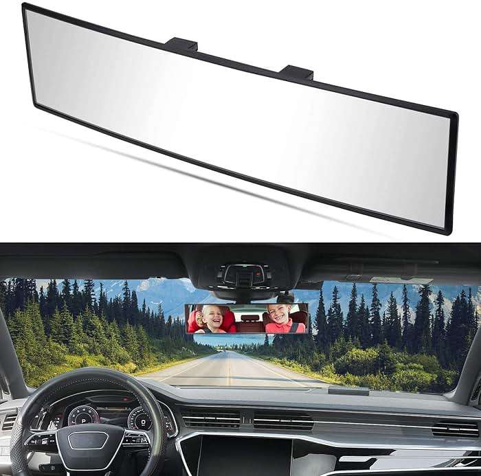 JOYTUTUS Panoramic Rear View Mirror, 12 Inch Wide Angle Clip On Mirror, Universal Car Interior Accessories, Convex Interior Mirror Reduces Blind Spot, Clear Vision Fits Car SUV Trucks - Image 8
