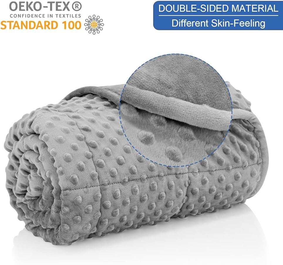 Huloo Sleep Weighted Blanket Twin 15lbs for Adult(48"×78",Gray) Breathable Soft Minky Weighted Throw Blanket for All Season,Heavy Blanket with Premium Glass Beads - Image 2