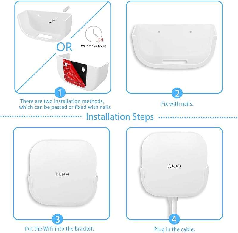 𝗛𝘂𝗮𝗳𝗹𝘆 2Pcs Screwless Wall Mount Bracket for Eero Pro 6 WiFi, VHB Stick On Holder, Strong Adhesive Holder, No Tools No Drilling No Hole - Image 5