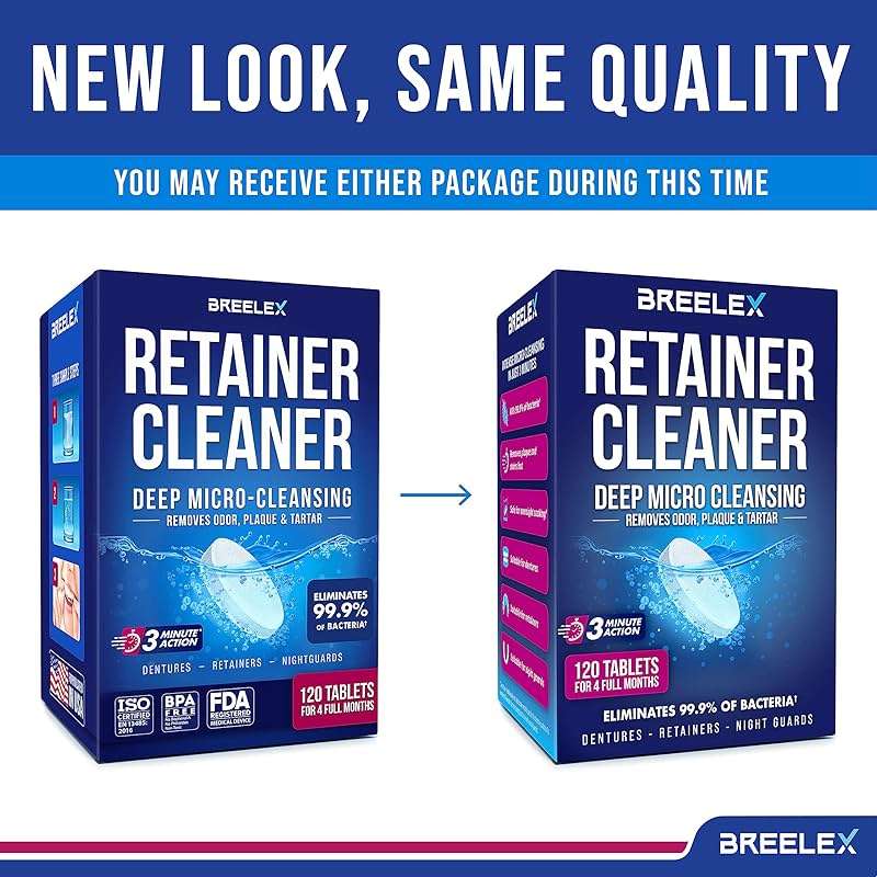 Breelex Retainer Cleaner Tablets for Dentures, Aligners & Night Guards – 120 Denture Cleaning Tablets, 3-Minute Deep Clean, Removes Plaque, Stains & Odor – FSA HSA Eligible - Image 2